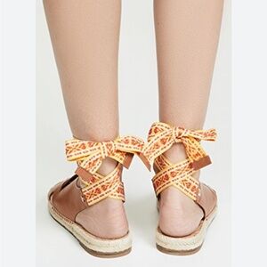 Sam Edelman Alisha Ankle-Tie Leather Sandals- flaw